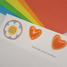 Load image into Gallery viewer, Medium Ceramic Heart Studs - Lots of colours - Upsydaisy Craft