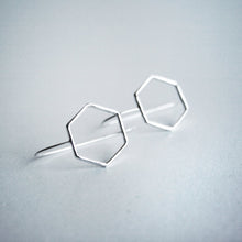 Load image into Gallery viewer, Hexagon Hook Earrings - Sterling Silver - Gemma Fozzard