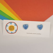 Load image into Gallery viewer, Small Ceramic Heart Studs - Lots of colours - Upsydaisy Craft

