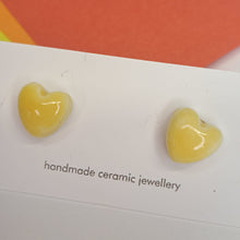 Load image into Gallery viewer, Small Ceramic Heart Studs - Lots of colours - Upsydaisy Craft