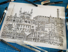 Load image into Gallery viewer, Bradford Collage - A4 print - Art by Arjo - Yorkshire artwork