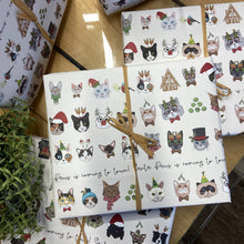 Load image into Gallery viewer, Christmas Gift Wrap - Santa Paws - Cats - Dandelion Stationery