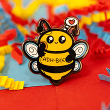 Load image into Gallery viewer, ADH-Bee Glittery Bee Enamel Pin - ADHD - Invisible Illness Club - Innabox