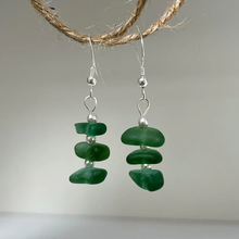 Load image into Gallery viewer, Sea Glass Dangle Earrings - Three Bead - Sterling Silver - various colours - Fayth Seaglass