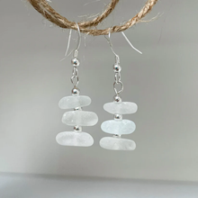 Load image into Gallery viewer, Sea Glass Dangle Earrings - Three Bead - Sterling Silver - various colours - Fayth Seaglass