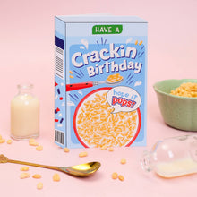 Load image into Gallery viewer, Greetings Card - Retro Puffed Rice Cereal Box Pun - Crackin Birthday Card - Ricicle