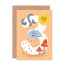 Load image into Gallery viewer, Age Three Crazy Critters Greeting Card - 3rd Birthday - Emily Nash Illustration