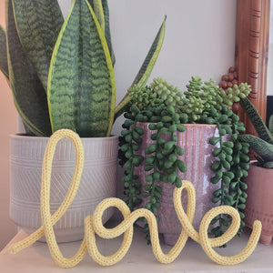 Knitted Wire Word - Love - Lemon Yellow - LittleNellMakes