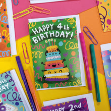 Load image into Gallery viewer, Kids Greetings Card - Happy 4th Birthday - The Playful Indian