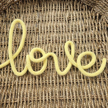 Load image into Gallery viewer, Knitted Wire Word - Love - Lemon Yellow - LittleNellMakes
