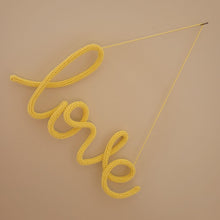 Load image into Gallery viewer, Knitted Wire Word - Love - Lemon Yellow - LittleNellMakes
