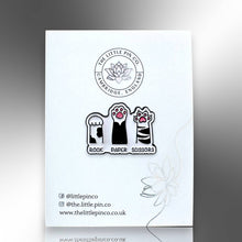 Load image into Gallery viewer, Enamel Pin - Rock Paper Scissors Cat Paws Pin Badge - The Little Pin Co - Cat Lover Gifts