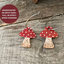 Load image into Gallery viewer, Large Red Toadstool Hoop Earrings - Natural Cork Jewellery - Incorknito Designs