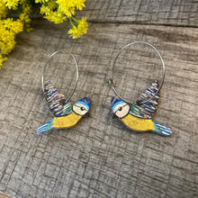 Load image into Gallery viewer, Blue Tit Hoop Earrings - Natural Cork Jewellery - Incorknito Designs