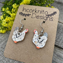 Load image into Gallery viewer, Chickens Hook Earrings - Black and White - Natural Cork Jewellery - Incorknito Designs