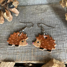 Load image into Gallery viewer, Hedgehog Hook Earrings - Natural Cork Jewellery - Incorknito Designs