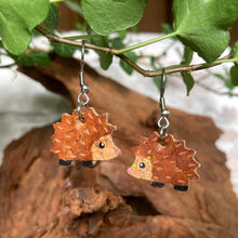 Load image into Gallery viewer, Hedgehog Hook Earrings - Natural Cork Jewellery - Incorknito Designs
