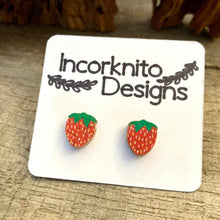 Load image into Gallery viewer, Strawberry Stud Earrings - Natural Cork Jewellery - Incorknito Designs