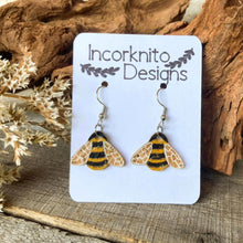 Load image into Gallery viewer, Bee Hook Earrings - Natural Cork Jewellery - Incorknito Designs