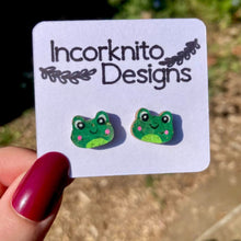 Load image into Gallery viewer, Frog Stud Earrings - Natural Cork Jewellery - Incorknito Designs