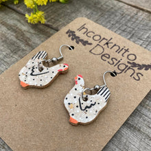 Load image into Gallery viewer, Chickens Hook Earrings - Black and White - Natural Cork Jewellery - Incorknito Designs