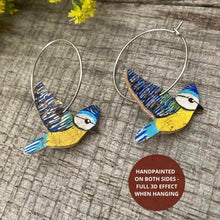 Load image into Gallery viewer, Blue Tit Hoop Earrings - Natural Cork Jewellery - Incorknito Designs