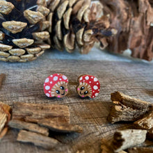 Load image into Gallery viewer, Smiley Toadstool Stud Earrings - Natural Cork Jewellery - Incorknito Designs