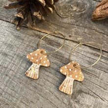 Load image into Gallery viewer, Large Natural Toadstool Hoop Earrings - Natural Cork Jewellery - Incorknito Designs