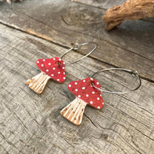 Load image into Gallery viewer, Large Red Toadstool Hoop Earrings - Natural Cork Jewellery - Incorknito Designs