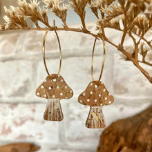 Load image into Gallery viewer, Large Natural Toadstool Hoop Earrings - Natural Cork Jewellery - Incorknito Designs