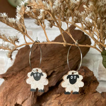 Load image into Gallery viewer, Sheep Hoop Earrings - Natural Cork Jewellery - Incorknito Designs