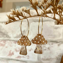 Load image into Gallery viewer, Large Natural Toadstool Hoop Earrings - Natural Cork Jewellery - Incorknito Designs