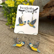 Load image into Gallery viewer, Blue Tit Hoop Earrings - Natural Cork Jewellery - Incorknito Designs