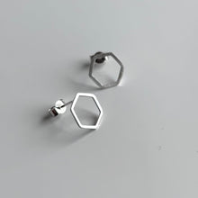 Load image into Gallery viewer, Hexagon Stud Earrings - Sterling Silver - Gemma Fozzard