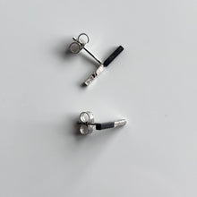 Load image into Gallery viewer, Silver Bar Studs - Half Silver, Half Oxidised - Sterling Silver - Gemma Fozzard