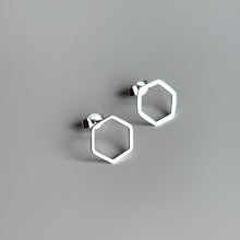 Load image into Gallery viewer, Hexagon Stud Earrings - Sterling Silver - Gemma Fozzard