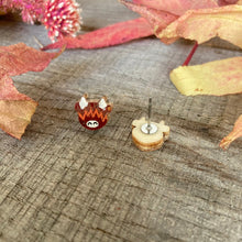 Load image into Gallery viewer, Stud Earrings - Highland Cow - Natural Cork Jewellery - Incorknito Designs