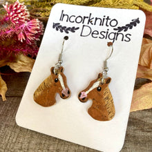 Load image into Gallery viewer, Tan Horse Hook Earrings - Natural and White - Natural Cork Jewellery - Incorknito Designs
