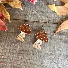Load image into Gallery viewer, Brown Toadstool Ball Hoop Earrings - Natural Cork Jewellery - Incorknito Designs