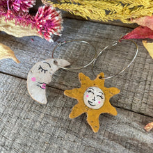Load image into Gallery viewer, Sun and Moon Hoop Earrings - Natural Cork Jewellery - Incorknito Designs