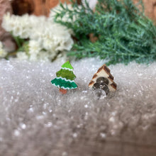 Load image into Gallery viewer, Christmas Tree Stud Earrings - Christmas Natural Cork Jewellery - Incorknito Designs