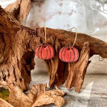 Load image into Gallery viewer, Mini Pumpkin Hoop Earrings - Natural Cork Jewellery - Incorknito Designs