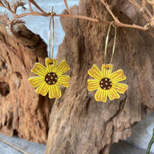 Load image into Gallery viewer, Sunflower Hoop Earrings - Natural Cork Jewellery - Incorknito Designs