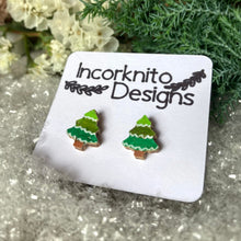 Load image into Gallery viewer, Christmas Tree Stud Earrings - Christmas Natural Cork Jewellery - Incorknito Designs