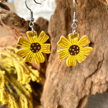 Load image into Gallery viewer, Sunflower Hook Earrings - Natural Cork Jewellery - Incorknito Designs
