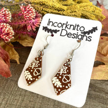Load image into Gallery viewer, Brown Autumn Print Hook Earrings - Natural Cork Jewellery - Incorknito Designs