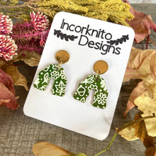 Load image into Gallery viewer, Green Autumn Wavy Arch Drop Earrings - Natural Cork Jewellery - Incorknito Designs