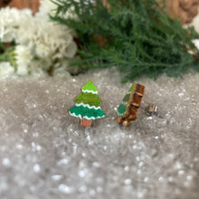 Load image into Gallery viewer, Christmas Tree Stud Earrings - Christmas Natural Cork Jewellery - Incorknito Designs