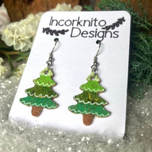 Load image into Gallery viewer, Christmas Tree Hook Earrings (Large) - Christmas Natural Cork Jewellery - Incorknito Designs