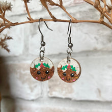 Load image into Gallery viewer, Christmas Pudding (Small) Hook Earrings - Christmas Natural Cork Jewellery - Incorknito Designs